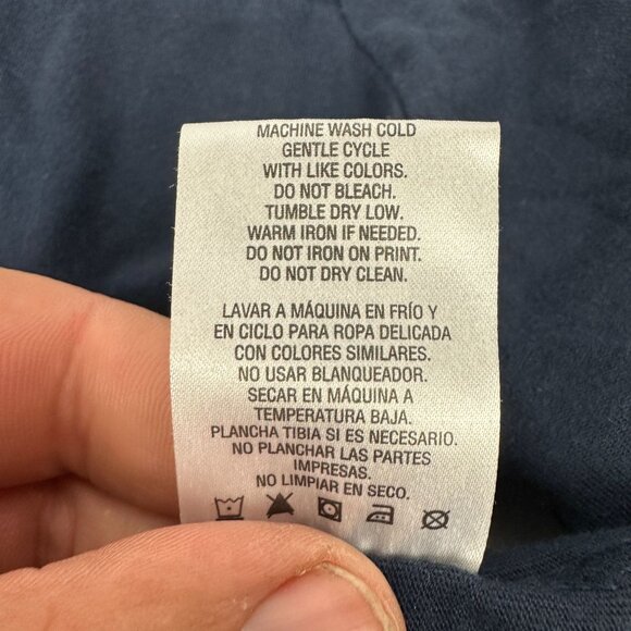 Basic Editions Womens Navy Blue Lace Accent T-Shirt Size IX - Picture 6 of 6